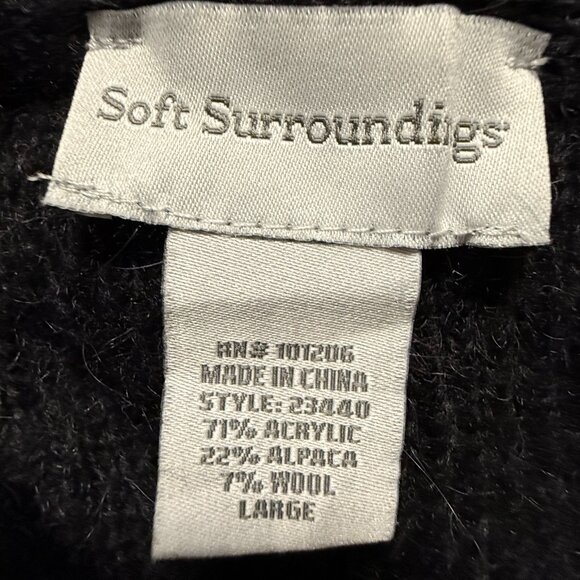 Soft Surroundings Cardigan Black Ruffle Collar SZ Large Sedona Chic - Picture 3 of 9